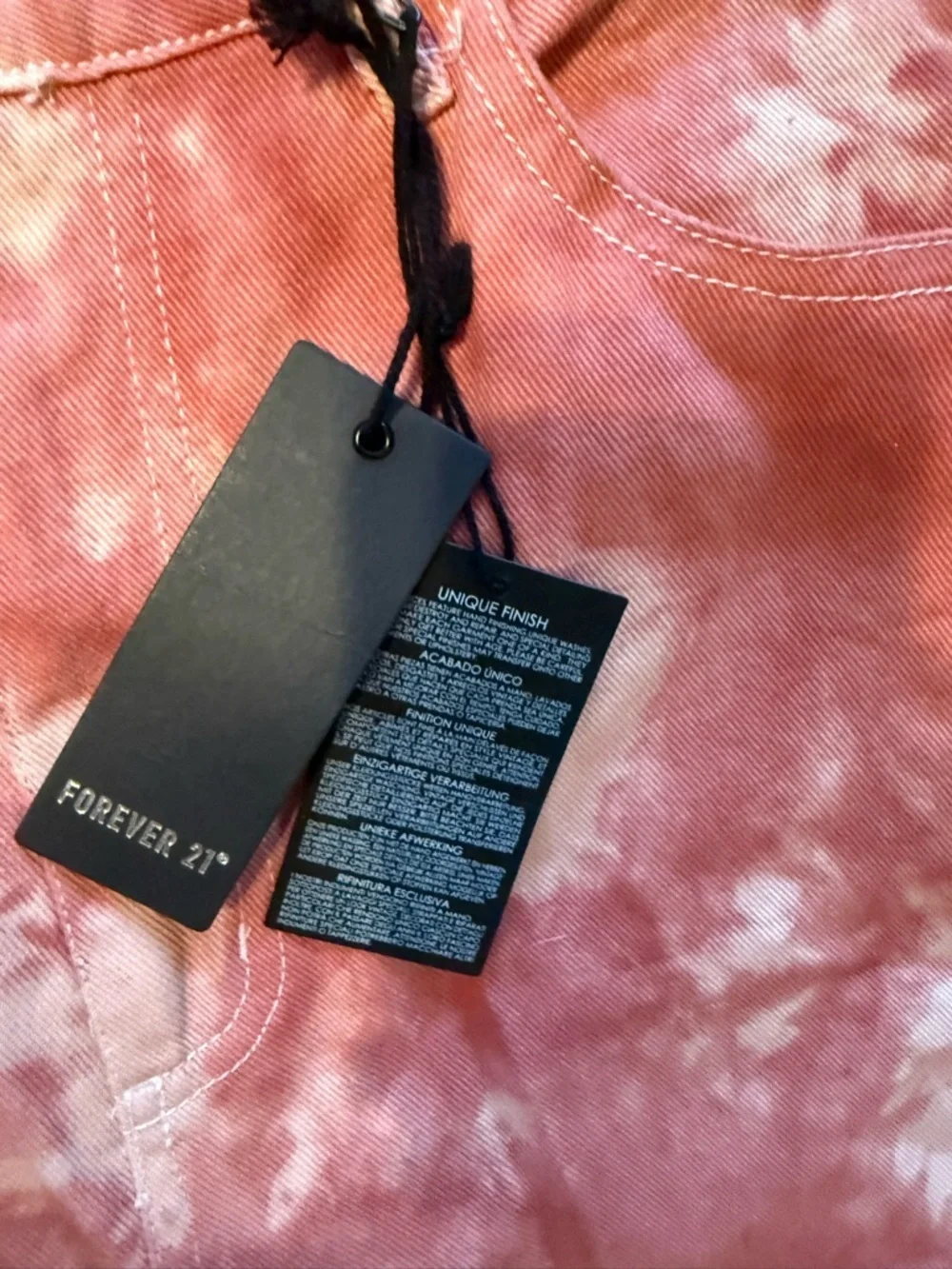 Forever 21 Coral Pink Tie-Dye High-Rise Jeans